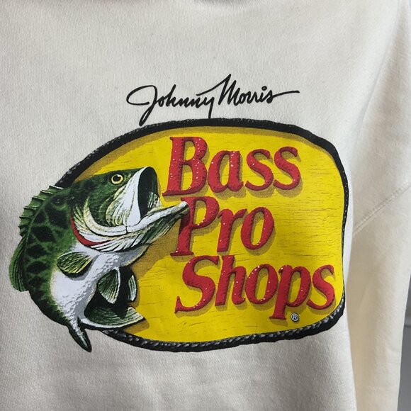 Johnny Morris Bass Pro Shops Cropped Hoodie L/G Beige 60% Cotton 40% Polyester W - Picture 2 of 8